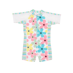 Snapper Rock Kids Swimwear: Sunsuit | Pastel Flowers