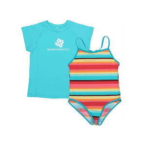 Snapper Rock Kids Swimwear: Swimsuit Set | Bright Retro Stripe