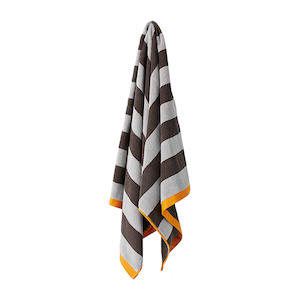 Stripes Bath Towel | Charcoal & Tangerine