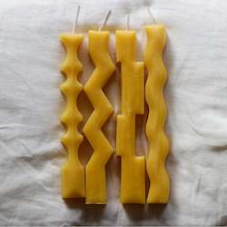 Geometric beeswax candles