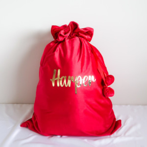 Seasonal & Holiday Decorations: Velvet Christmas Sack - Red