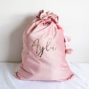 Seasonal & Holiday Decorations: Velvet Christmas Sack - Pink