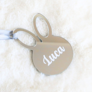 Gifts For Baby: Personalised Bunny Ornament - Silver