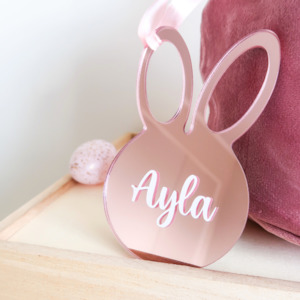 Gifts For Baby: Personalised Bunny Ornament - Rose Gold