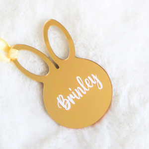 Gifts For Baby: Personalised Bunny Ornament - Gold