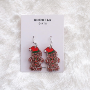 Festive Earrings: Gingerbread Man Christmas Drop Earrings