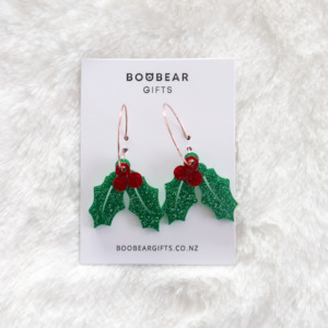 Festive Earrings: Mistletoe Christmas Hoop Earrings