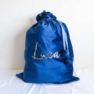 Velvet Christmas Sack - Blue