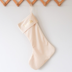 Velvet Christmas Stocking - Soft Cream