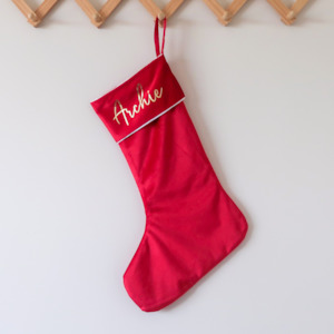 Velvet Christmas Stocking - Red