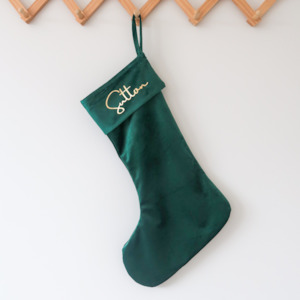 Velvet Christmas Stocking - Green