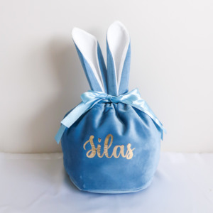 Velvet Easter Bunny Bag (Blue)