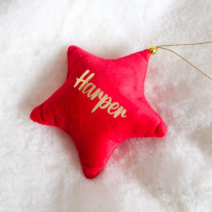 Velvet Star Plush Ornament - Red