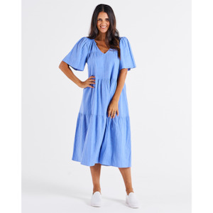 Regina Linen Dress Berry Blue