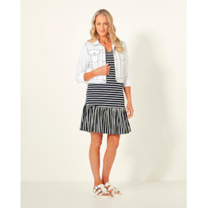 Venus Dress Navy Stripe