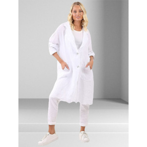 Womenswear: Italian Linen Relaxed Fit Jacket White