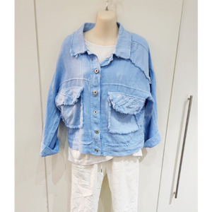 Womenswear: Italian Linen Fray Jacket Ice Blue