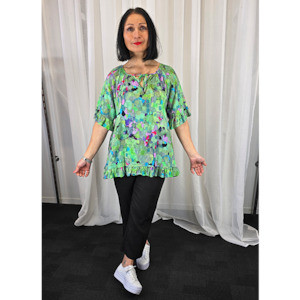 Womenswear: S/S Frill Top Green