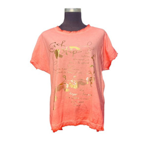 Womenswear: Italian Cotton Foil Tee Coral