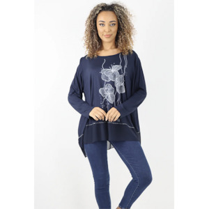 Womenswear: Italian Diamante Top Navy