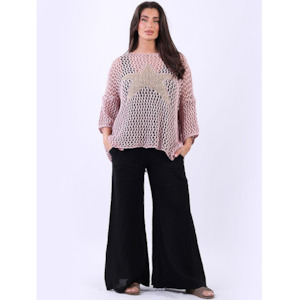 Italian Star Mesh Overlay Top Warm Pink