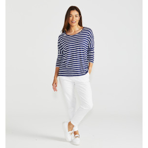 Milan 3/4 Sleeve Top Parisian Stripe