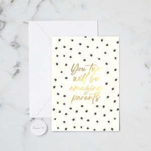 AMAZING PARENTS GOLD GREETING CARD