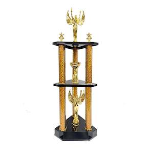 SL003 -THREE POST GOLD TROPHY DUAL LAYER