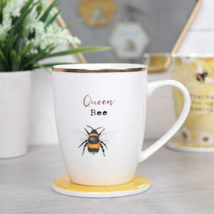 Queen Bee mug and coaster set