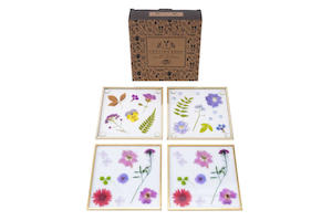 Potting Shed pressed flower coasters