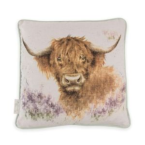 Gift: Wrendale Cushion | 'Highland Heathers' Cow