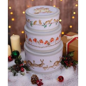 Gift: Wrendale Nest of 3 Christmas Cake Tins