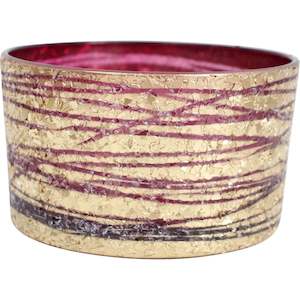 Votive Cranberry Ribbon Gold