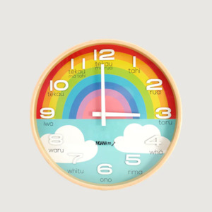 Large Te Reo Maori Clock | Rainbow