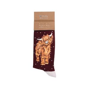 'A Highland Christmas' Highland Cow Men's Christmas Socks