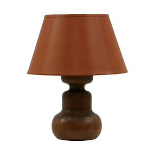 Java Wooden Urn Lamp With Complimentary Shade Reconstituted Wood(mdf)+cotton 510h