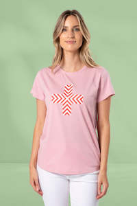 Stella and Gemma Red Chevron Cross T-Shirt Blush