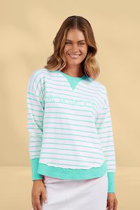 Foxwood Simplified Stripe Crew Neon Mint