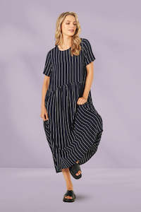 Lemon Tree Monroe Dress Navy Stripe