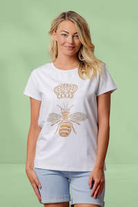 Moss Queen Bee Tee White