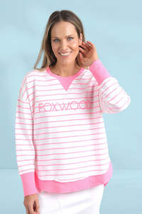 Foxwood Simplified Stripe Crew Neon Rose