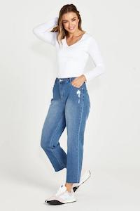 Sass Mavourne Straight Leg Jeans 80 Wash Blue