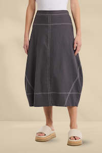 Marco Polo Topstitched Skirt Charcoal