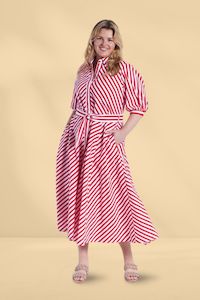 Leoni Bianca Dress Red Stripe