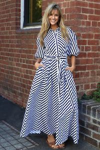 Leoni Bianca Dress Blue Stripe