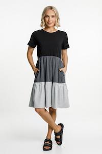 Home-Lee Kylie Dress Black Charcoal Grey