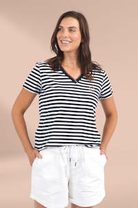 Elm Paris Tee Navy White Stripe