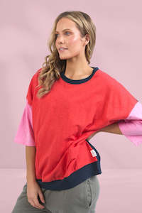 Elm Maizie Colour Block Sweat Bittersweet Strawberry Pink Navy