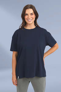 Elm Long Split Short Sleeve Tee Dark Sapphire