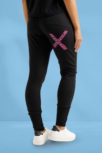 Homelee Apartment Pants Black with Orchid Damask Patterned X